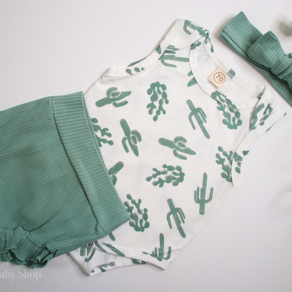 Cactus Print 3 Piece Set Bloomer Headband - Picture 1 of 10